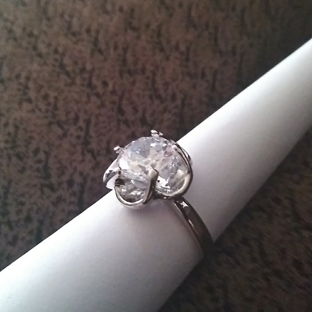 Silver Promise Round Diamond Ring,5 - Picture 7 of 8